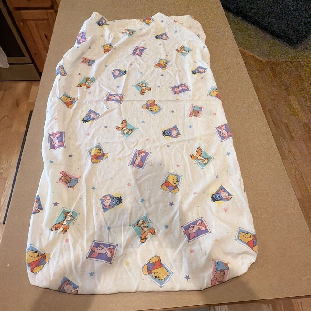 Vintage 1996 Winnie the Pooh Crib Sheet Fitted Nursery Bedding  Disney Baby USA